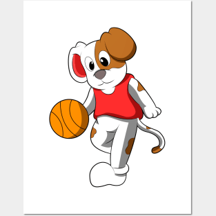 Dog at Sports with Basketball Posters and Art